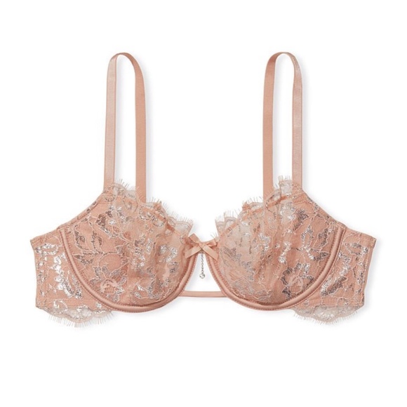 Victoria’s Secret Allure Shine Evening Blush Bra /Garter/Cheekini Set NWT 38DDD - Picture 7 of 14